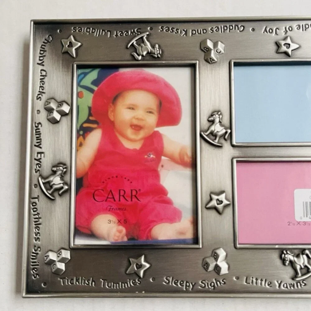 Carr Pewter Bundle of Joy Cuddles & Kisses Tri Picture Frame Horse Star